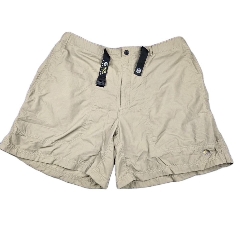 Mountain Hardwear Men's Hiking Shorts Size XL Khaki Tan Belted Outdoors Nylon